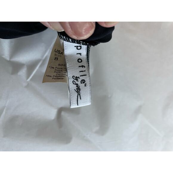 Profile by Gottex Strapless Belle Curve Ruffled Slimming Swim Dress black Size 8 - Picture 5 of 7